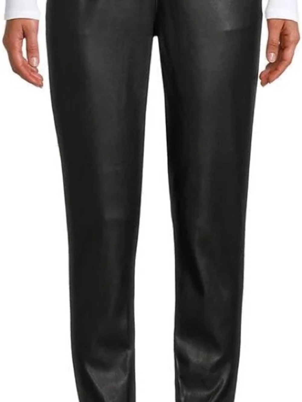 Black Faux Leather Joggers